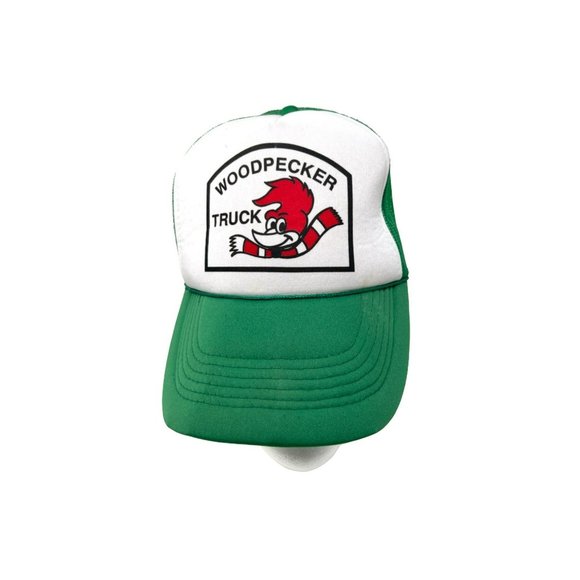 Woodpecker Truck‎ Patch Trucker Green White Vintage Snapback Hat Cap - Picture 1 of 9